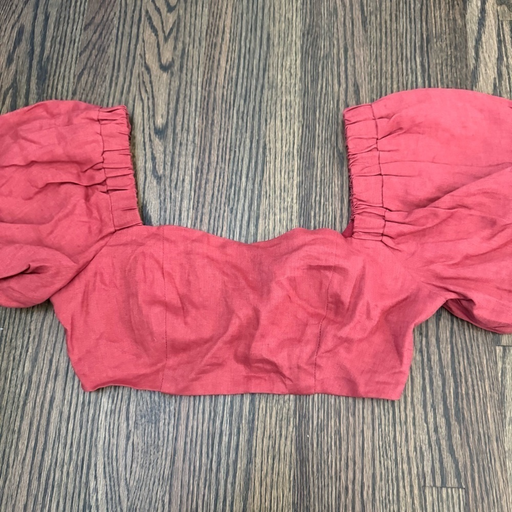 Showpo Amalie The Label Linen Puff Sleeve Crop Top & Skirt Set 2US - Picture 4 of 11